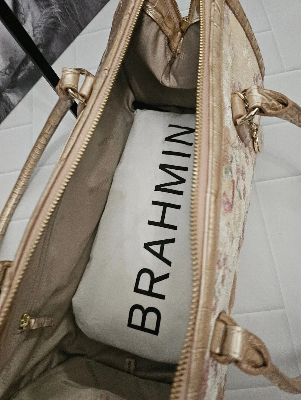 Brahmin Sophia Multi Whimsy Sequin Floral Leather Satchel NWT